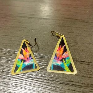 Asymmetrical, tropical earrings, never worn